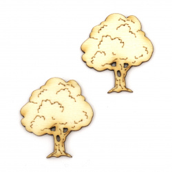 Wooden Figurine for Decoration, Tree, 33x30x2 mm - 5 Pieces