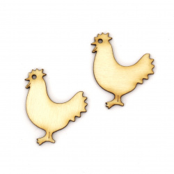 Wooden Figurine for Decoration, Hen, 35x30x2 mm - 5 Pieces