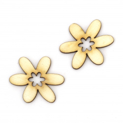 Wooden Flowers for Decoration, 30x2 mm - Set of 10 Pieces