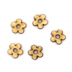 Wooden Flowers for Decoration, 10x1.3 mm - Set of 20 Pieces