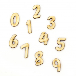 Wooden Numbers 0 to 9, 20x2 mm