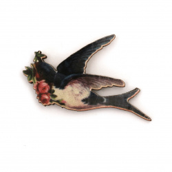 Decorative Swallow with Spring Twig / 35x22x2 mm - 10 pieces