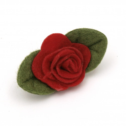 Red Felt Rose, 40x18 mm - Set of 5 Pieces
