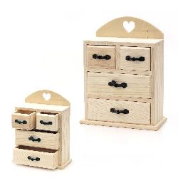 Wooden chest of drawers 155x80x205 mm two large and two small drawers