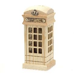 Wooden Box 100x100x220 mm Piggy bank telephone booth