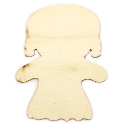 Wooden girl figure 95x73x2 mm for coloring - 5 pieces