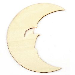 Wooden moon figure 80x90x2 mm for coloring - 5 pieces