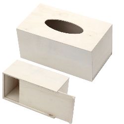 Cutie din lemn 200x110x90 mm pentru șervețele, cu capacul culisant alb