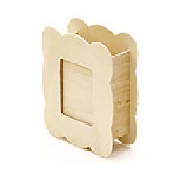 Wooden pencil holder with photo frame 100x120 mm color  white