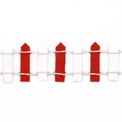 φράχτης ξύλινος για διακόσμηση 900x30 mm λευκό και κόκκινο