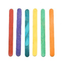 Wooden Sticks for Decoration 10x115 mm, Dyed, Mixed Colors, 50 pieces