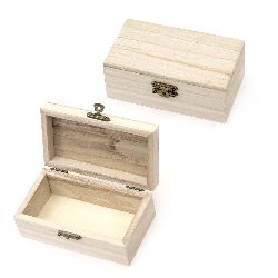 Unfinished smooth wooden box with metal clasp 125x70x50 mm