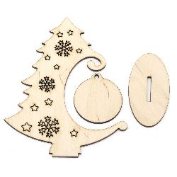 Wooden Christmas tree for decoration from 3 parts 125x150x3 mm №04