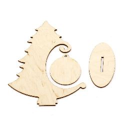 DIY wooden Christmas tree for decoration of 3 parts 125x150x3 mm №01