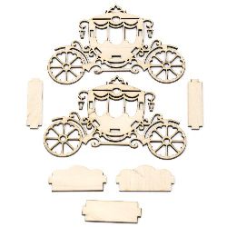 Wooden Chariot, Decoration, Set Contain 7 pieces, 60x160x100mm