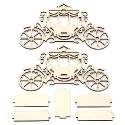 Wooden stroller for decoration of 7 pieces 240x95x160 mm