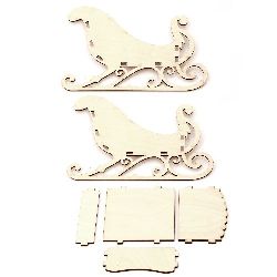 Wooden Set carriage for decoration contains 6 parts 220x140x100 mm №2