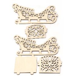 Set of 5 pieces for assembling, wooden carriage for Christmas decoration 240x130x100 mm