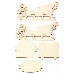 Set of Wooden carriage for decoration of 5 parts 240x130x100 mm №6