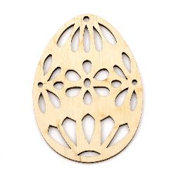 Figura din lemn pentru decorarea ou cu flori 80x5,5x3 mm №V06