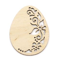 Figura din lemn pentru decorarea ou cu flori 80x60x3 mm №V12
