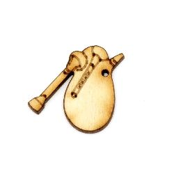 Wooden figurine for bagpipe decoration 30x30x3 mm hole 2 mm -10 pieces