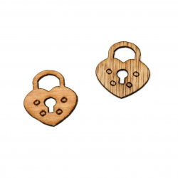 Wooden figurine padlock for decoration  26x25x2 mm - 10 pieces