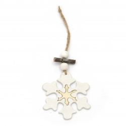 Christmas decoration tree hanging snowflake 10x0.5 cm white and natural -1 piece