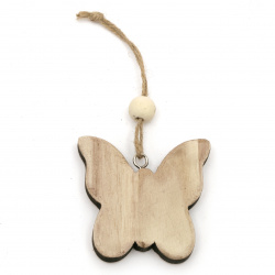 Decoration wood 3D butterfly 79x79x13 mm natural -1 piece
