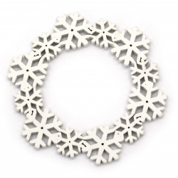 Wooden Christmas wreath with white snowflakes 10x0.5 cm -1 piece