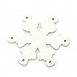 Crăciun figura din lemn fulgi de zăpadă 50x50x2 mm gaură 2 mm alb - 6 bucăți