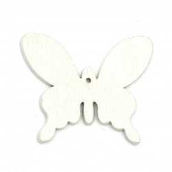 Πεταλούδα ξύλινο διακοσμητικό κρεμαστό 50x41x2 mm λευκό -6 τεμάχια