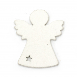 Crăciun figura lemn înger de 40x50 mm alb - 6 bucăți