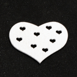Καρδιά ξύλινο διακοσμητικό 50x36x2 mm λευκό -6 τεμάχια