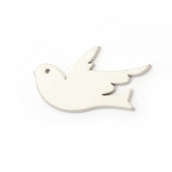 Wooden Figurine swallow 48x31x2 mm white - 6 pieces