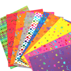 EVA Foam Printed Sheets / 2 mm,  A4 (20x30 cm) / ASSORTED Colors and Prints - 10 pieces