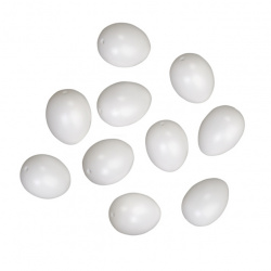 Яйце пластмаса 60x45 мм с една дупка 3 мм бяло с пластмасов накрайник- 24 броя