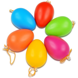 Plastic egg 59x42 mm with plastic tip, mixed color - 12 pieces