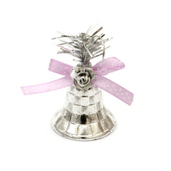Christmas Decoration Set: Silver-Colored Bells, 61x39 mm - 10 Pieces