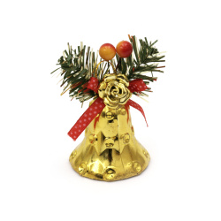 Christmas Bell Set, Gold Color, 75x49 mm - 6 Pieces