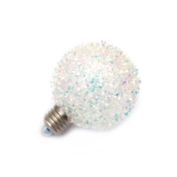 Коледна топка светеща 80x80 мм цвят бял дъга