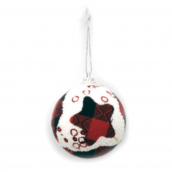 Glob de Crăciun, material textil, paiete,desen stea de 56 mm, romb -6 bucăți