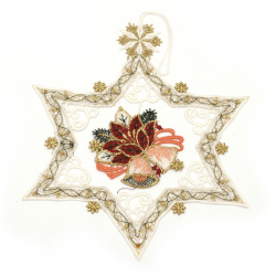 Коледна украса с дантела ръчна изработка 170x140 мм звезда с камбанки