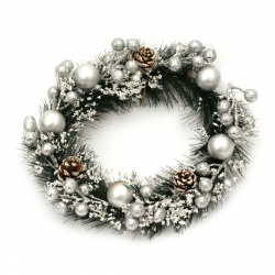 Christmas Wreath for Decoration with White Ornaments, 25 cm