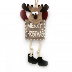 Christmas Decoration Reindeer with "Merry Christmas" Sign, 13x37 cm
