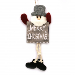 Коледна украса Дядо Коледа с табелка Merry Christmas 13x37 см