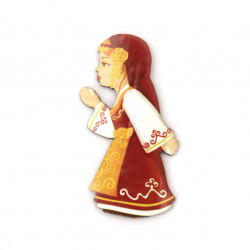Plywood Flat Figure, Girl with Folk Costume / 70x40x2 mm - 5 pieces