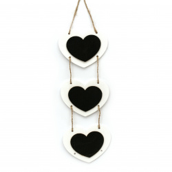 Heart-Shaped Wooden Plaques, 89x73x4 mm, White Color, 320 mm