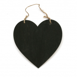 Heart-Shaped Wooden Plaque, 150x155x5 mm, Black Color