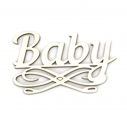 "MDF Decoration with the Inscription 'BABY,' 100x62x3 mm